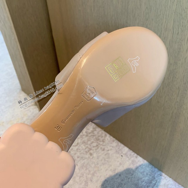 Gianvito Rossi專櫃款中跟拖鞋 定制羊皮女士拖鞋 dx3596